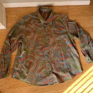 FoxCroft Paisley collared button down Blouse Top
